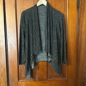Dark and light gray reversible waterfall cardigan